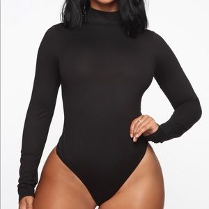 Black turtleneck bodysuit